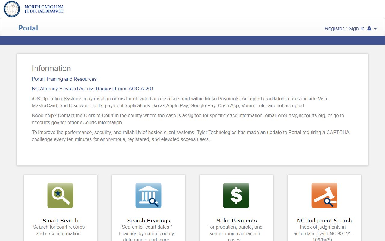 Harnett County court records after arrest in the NC eCourts Portal